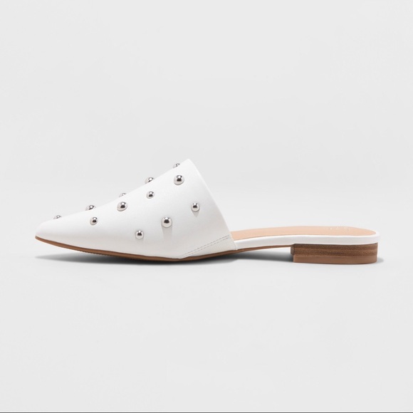 Women's Kari Studded Mules White-S5-B7 - Picture 4 of 8